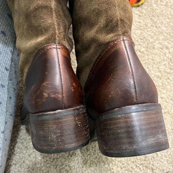 Jessica Simpson Clancey Suede & Leather OTK boots sz 9.5 Olive green & brown - Picture 9 of 12